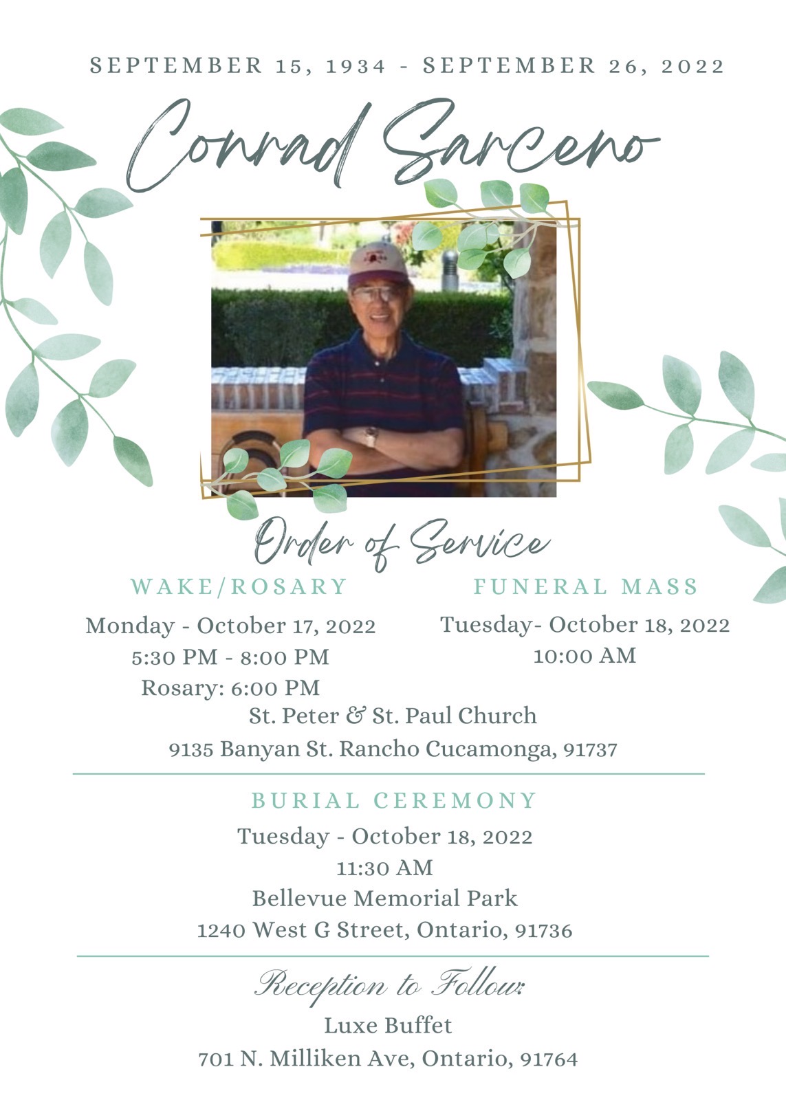 Conrad Sarceno Funeral Service